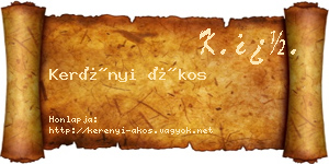 Kerényi Ákos névjegykártya